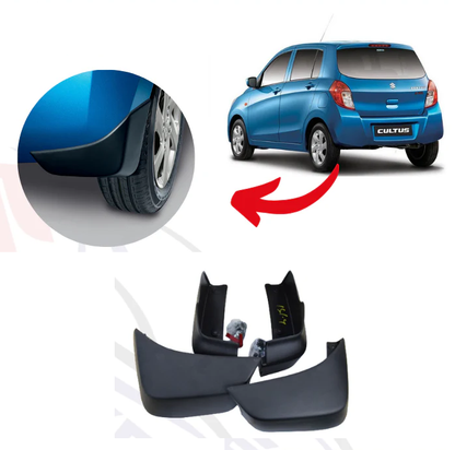 Mud Flaps / Splash Guards For Suzuki Cultus (New Shape 2017-2023)  Black 4 Pcs Set